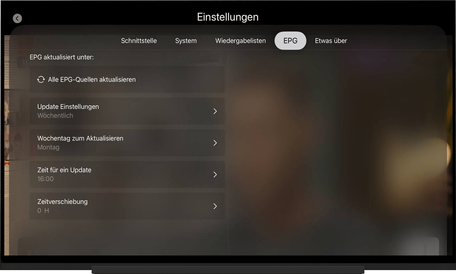 Alice Player: EPG-Programmführer