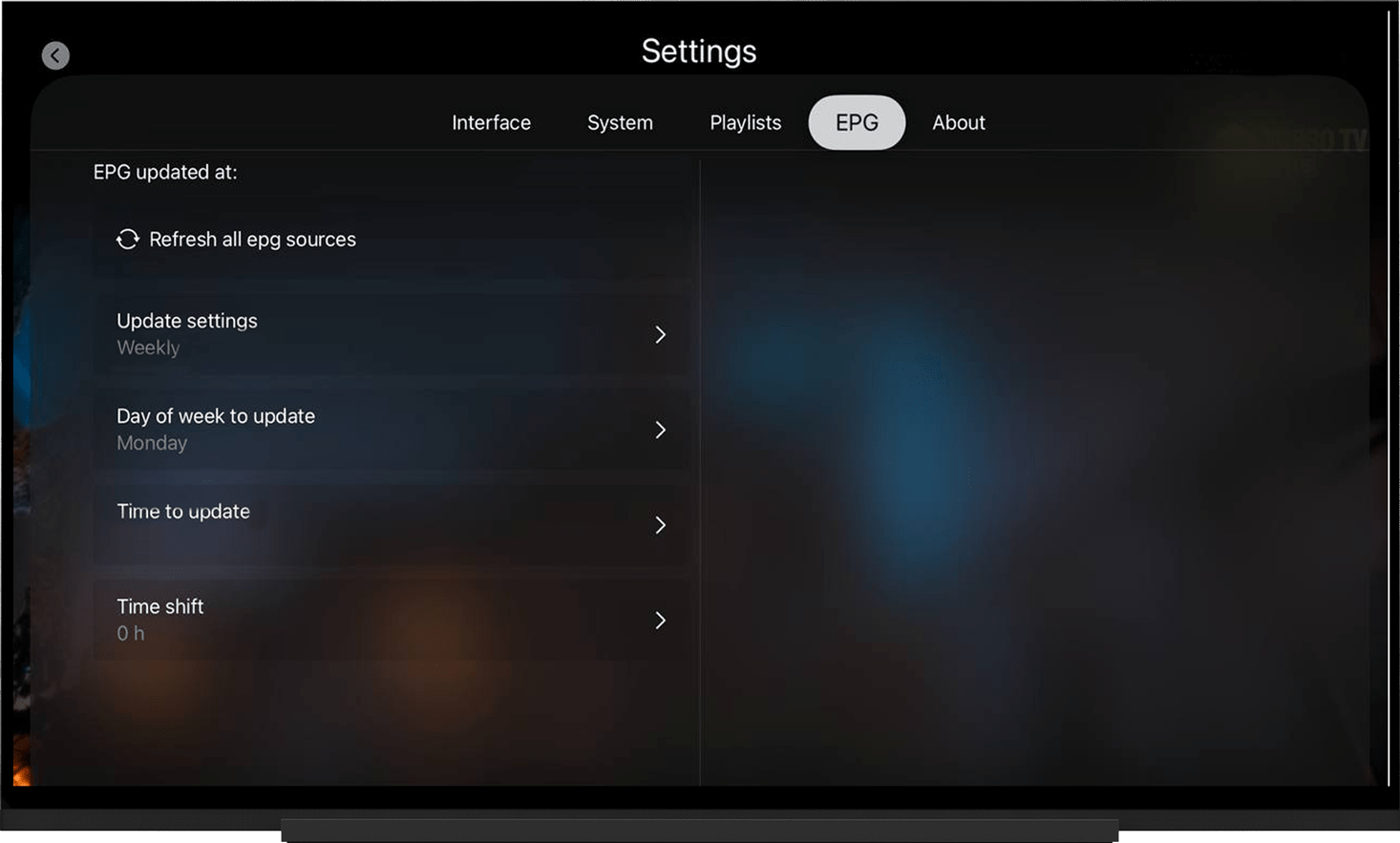 Alice Player: EPG TV guide